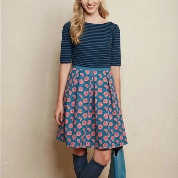 Matilda Jane Striped Roses A-Line Fit Flare Dress - Picture 3 of 6